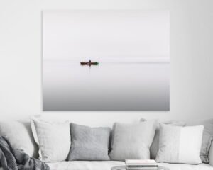 Minimalist wall art of a fisherman