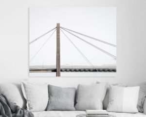 Picture of a bridge on a wall of a home