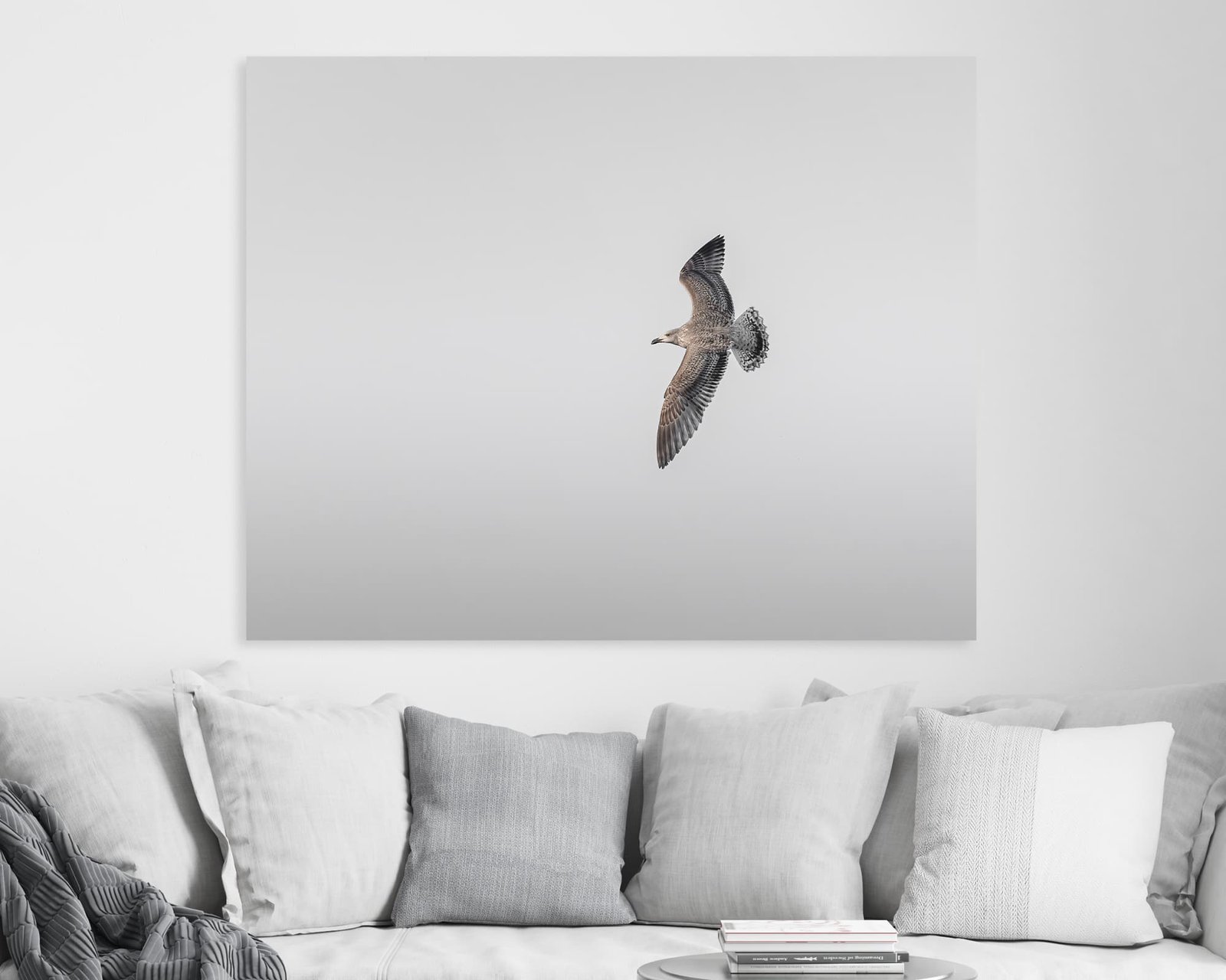 A minimalist wall art of a flying bird