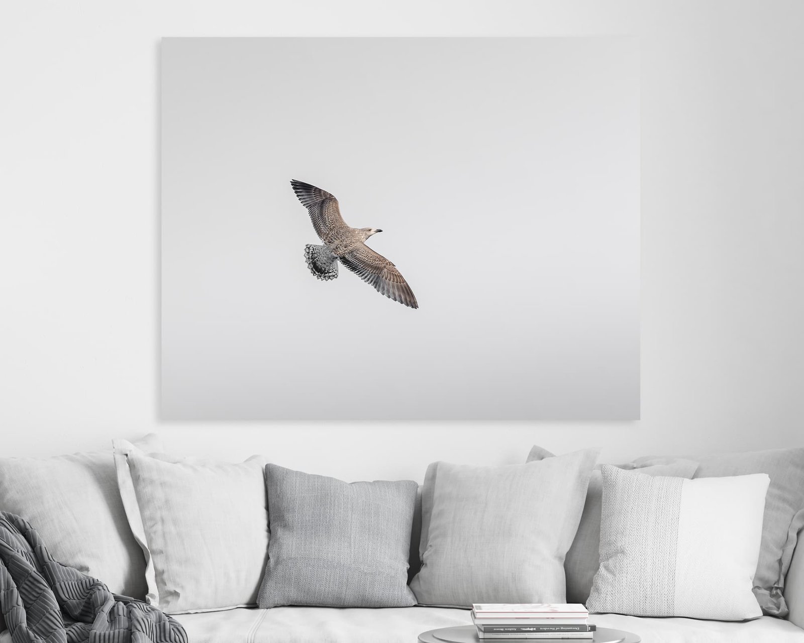 Flying bird on a minimalist wall art