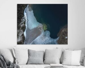 Wall art of a half-frozen lake