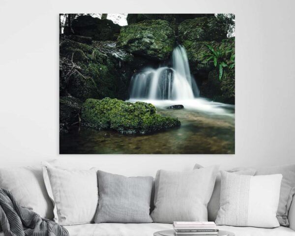Photograph of a small waterfall available as a wall art